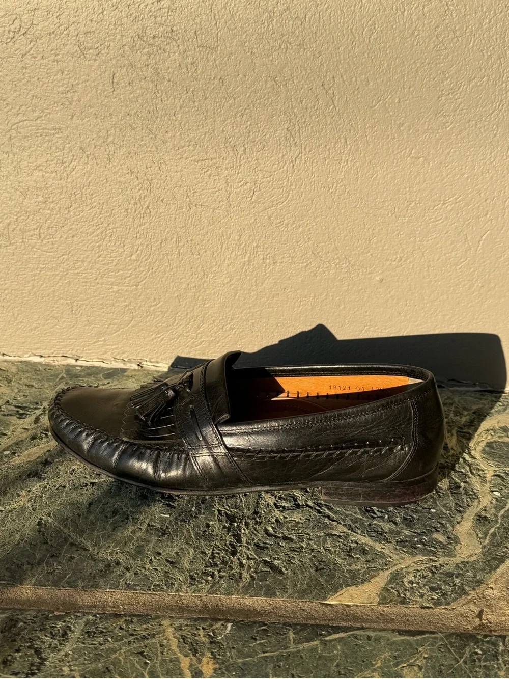 Florsheim Black Leather Tassel Kiltie Loafers